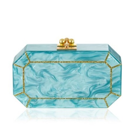 Amazing Green Resin Eco-Friendly Waterproof Vintage Clutch Evening Handbags for Women Wholesale Luxury Chain Strap 3L+ Capacity