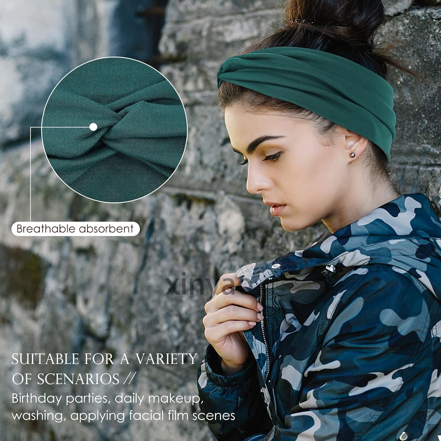 Custom Logo Women's Soft Twist Knotted Sport Stretchy Headband Absorbed Stretchy Daily Life Yoga Multi-Purpose Hair Care Style