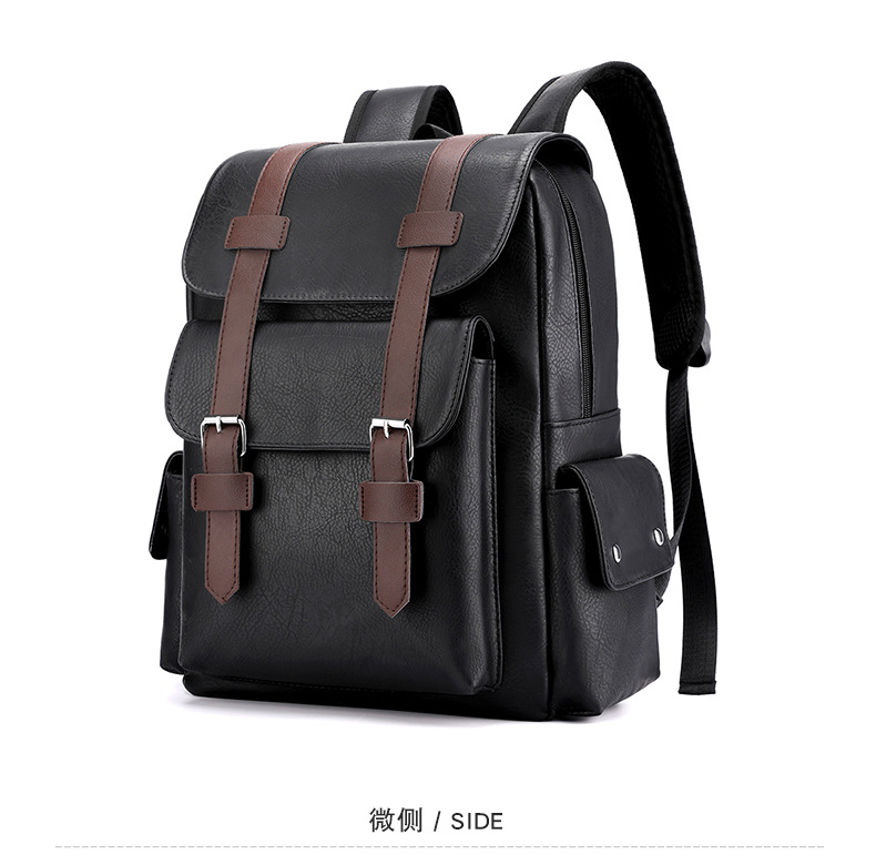 Large Capacity Soft PU Leather Backpack Casual Business Computer Bag Student Outdoor Travel Backpack