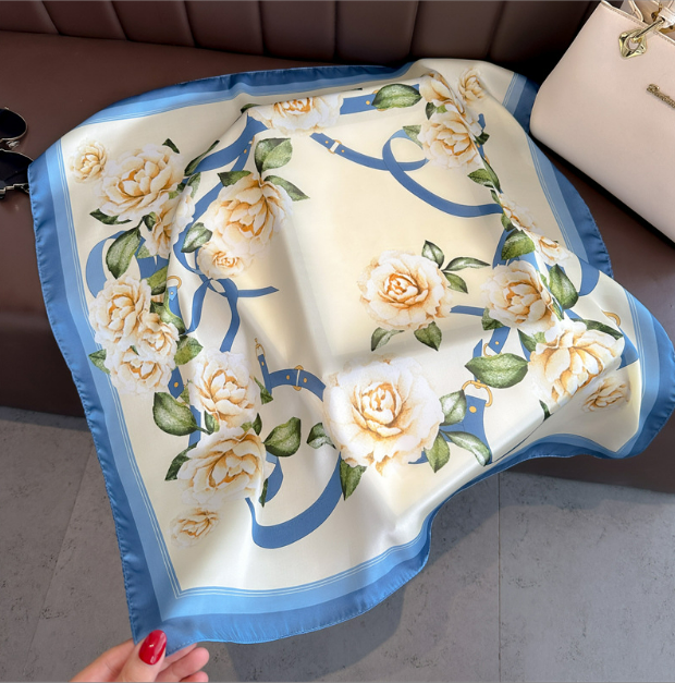 Hot Selling Luxury Satin Silk Square Scarf 70cm Printed Shawl Muslim Headscarf Women's Head Wraps