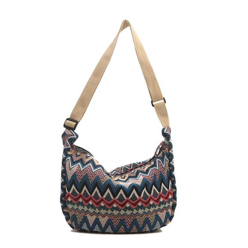 Xianghui Crossbody Bag Women Large Capacity Canvas Shoulder Bag Versatile University Student Commute Bag Dumpling Bag