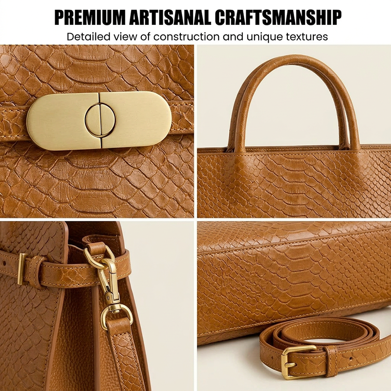 Custom Crocodile Texture Women Genuine Leather Handbag Manufacturer with Private Label ODM OEM Services Fast Sample and Low MOQ