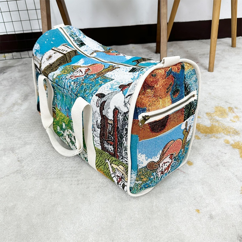 Quickly Customizable Jacquard Travel Bags Made with High Quality Van Gogh Collections Tote and Duffle Bags