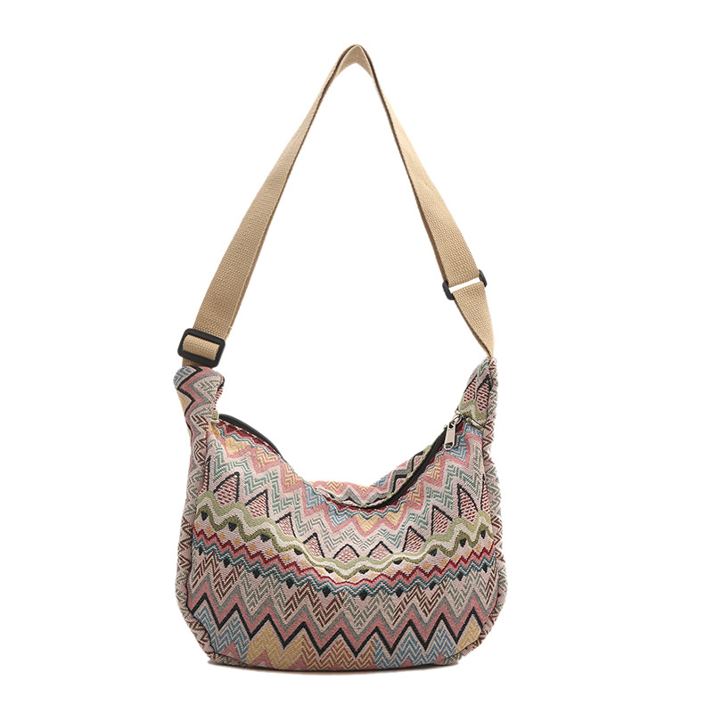 Xianghui Crossbody Bag Women Large Capacity Canvas Shoulder Bag Versatile University Student Commute Bag Dumpling Bag