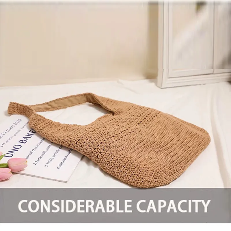Cotton Shoulder Bag Ladies Crossbody Strap Large Capacity Summer 2025 Luxury Vintage-Inspired Chic Tote Bag for Women