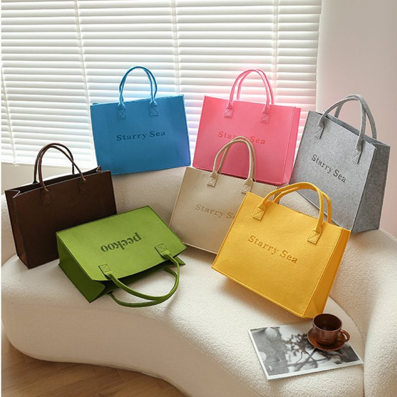 Hot Sell High Quality Colorful Leopard Pattern Eco-friendly Multi-function Shoulder Shopping Felt Tote Bag with Custom Logo