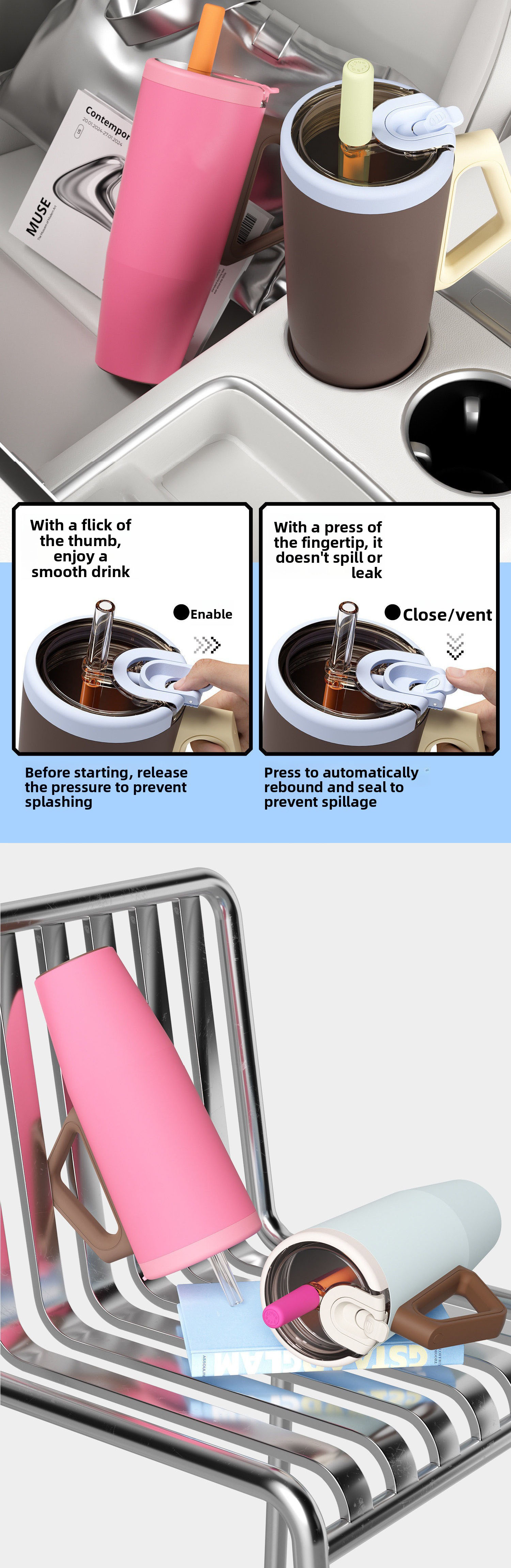 Wholesale Large Capacity Double Wall Vacuum Thermos Portable 36oz Insulated Stainless Steel Tumbler Cup for Cold and Hot Drink