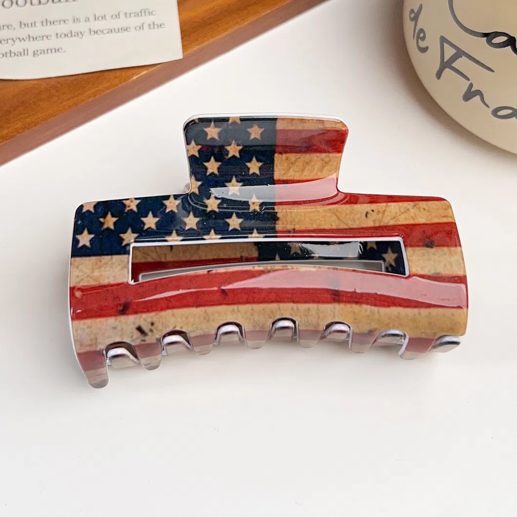 2026 Football World Cups USA Flag Hair Clip Premium Acrylic Updo Claw Clip Hair Accessory