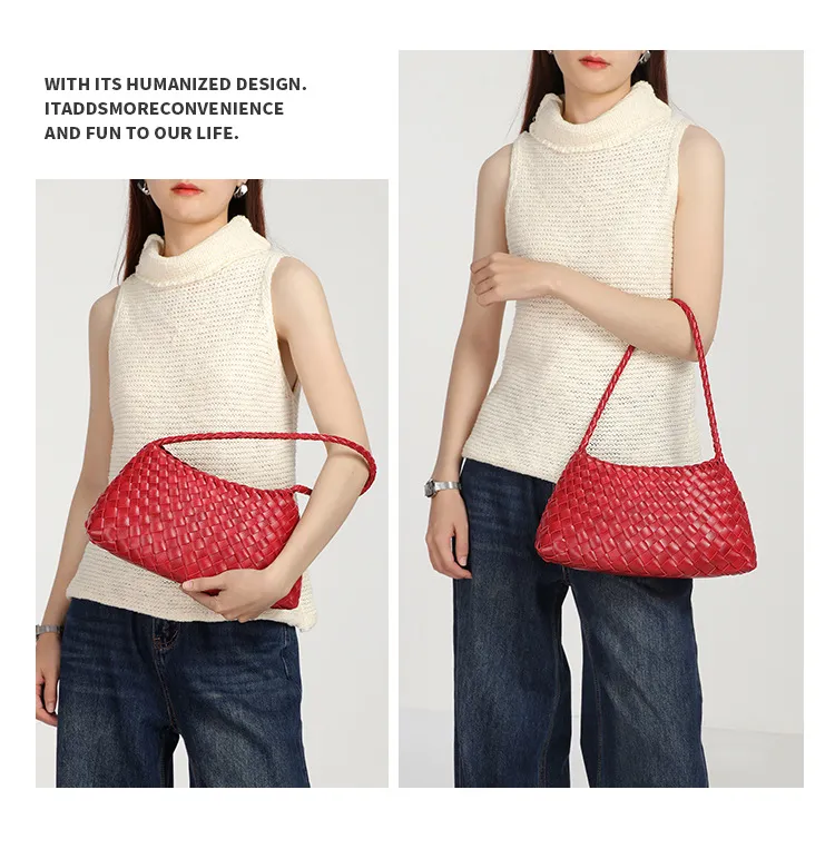 Trendy Chic Ladies Elegantdesigner Shoulder Vegan Leather Fashion Retro Casual High Quality Woven Handbag Braided Luxury Women Premium Bag