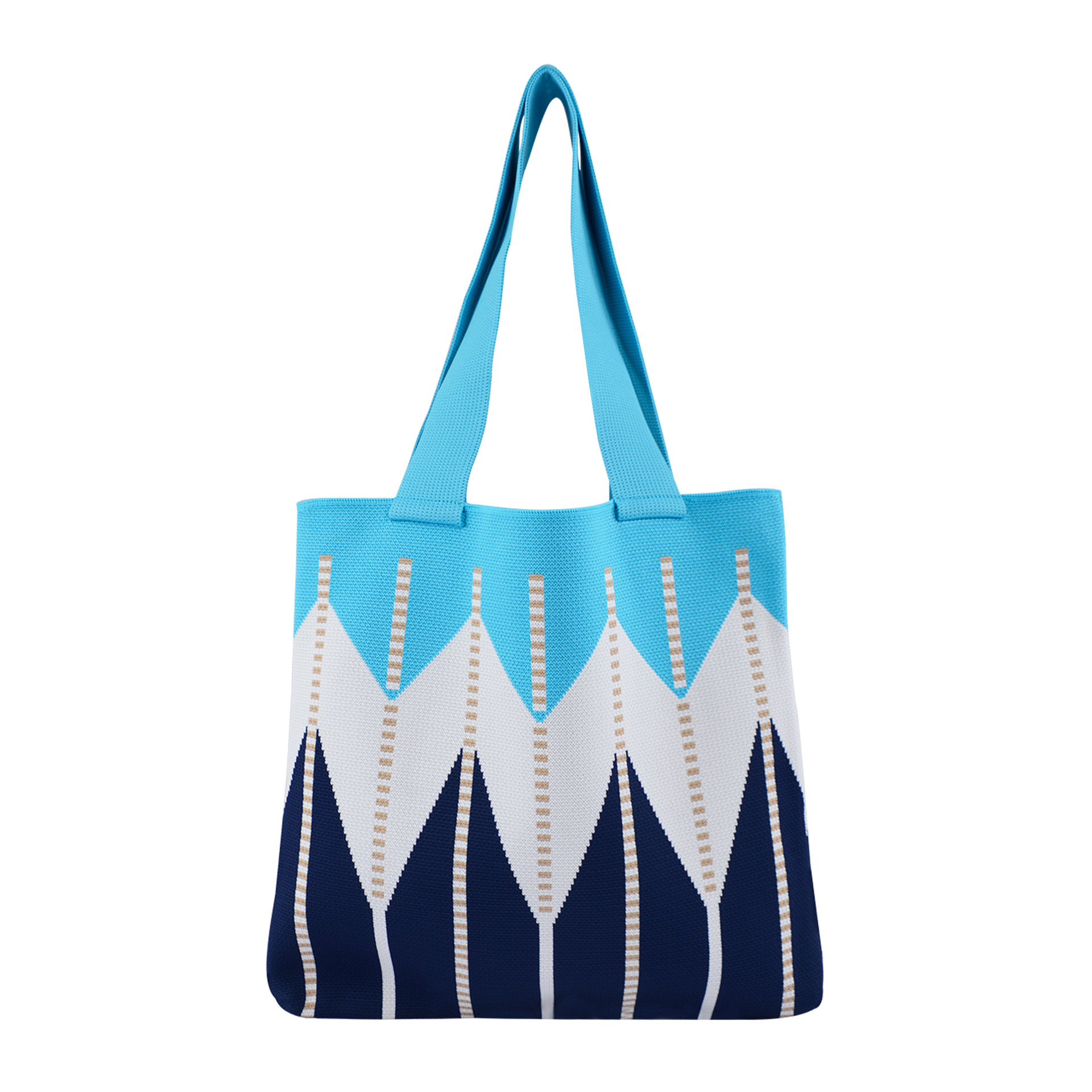 Custom Pattern Wholesale Fashionable Knit Tote Bag Handbag Jacquard Handbag Vest Shape Hand Carry Knitted Wrist Bag
