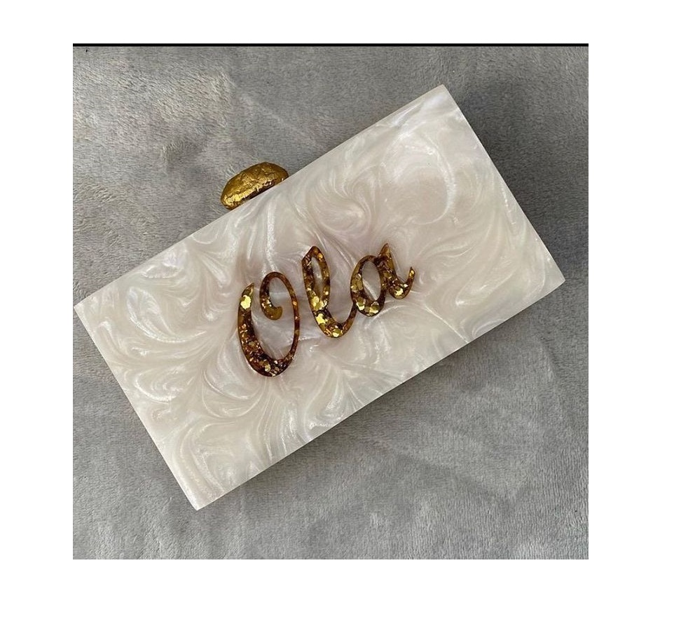 Amazing Green Resin Eco-Friendly Waterproof Vintage Clutch Evening Handbags for Women Wholesale Luxury Chain Strap 3L+ Capacity