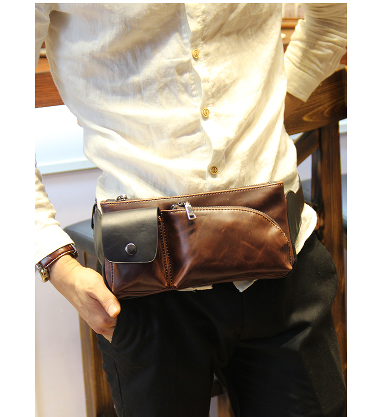 Men's Small Crossbody Bag Fashion Leisure Fanny Pack Korean Version Single Shoulder Chest Bag Belt Waist Handbag