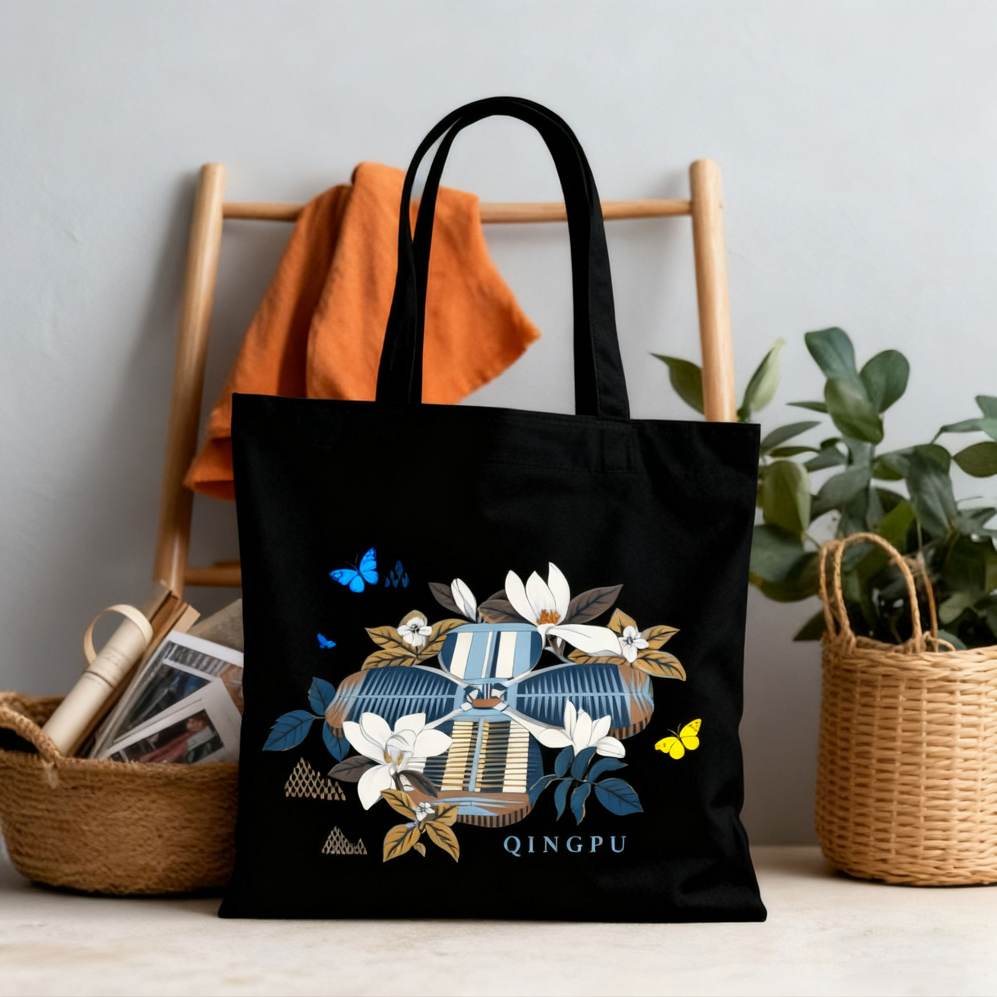 Custom Large Capacity Travel Bag Custom Foldable Tote Bag Custom Woven Shopping Bag with Fashionable Logo Printing