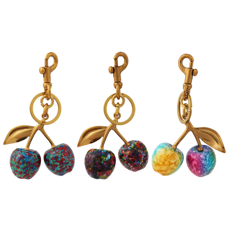New Style Wholesale Bulk Chain Cherry Pendant Ornaments Women's Bag Key Decoration Alloy Tide Accessories for Purses and Bags