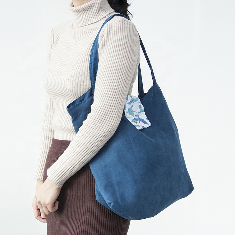 Reusable Custom Foldable Eco-friendly Cotton Sling Shopping Tote Bag with Button Custom Color &amp; Logo Fashion Outdoor