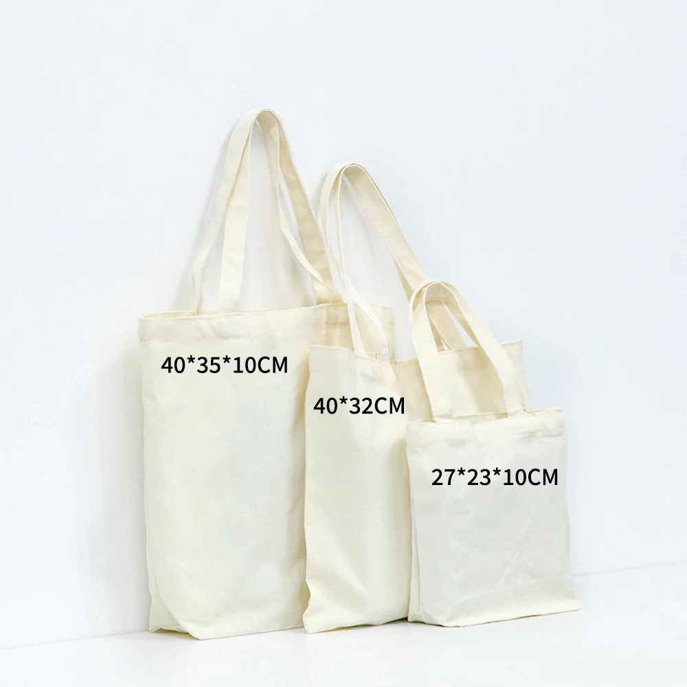 Customizable Solid Color Plain Cotton Canvas Tote Shoulder Bag Reusable Personalized Beach Shopping Bag with Logo Pattern