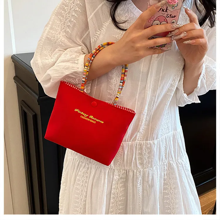 Cute Solid Color Gift Bag Phone Bag Small Handheld Bag Portable Versatile Color Block Touch up Practical Outing Souvenir Bag