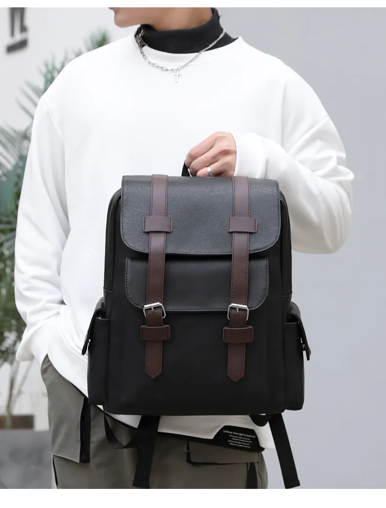Large Capacity Soft PU Leather Backpack Casual Business Computer Bag Student Outdoor Travel Backpack