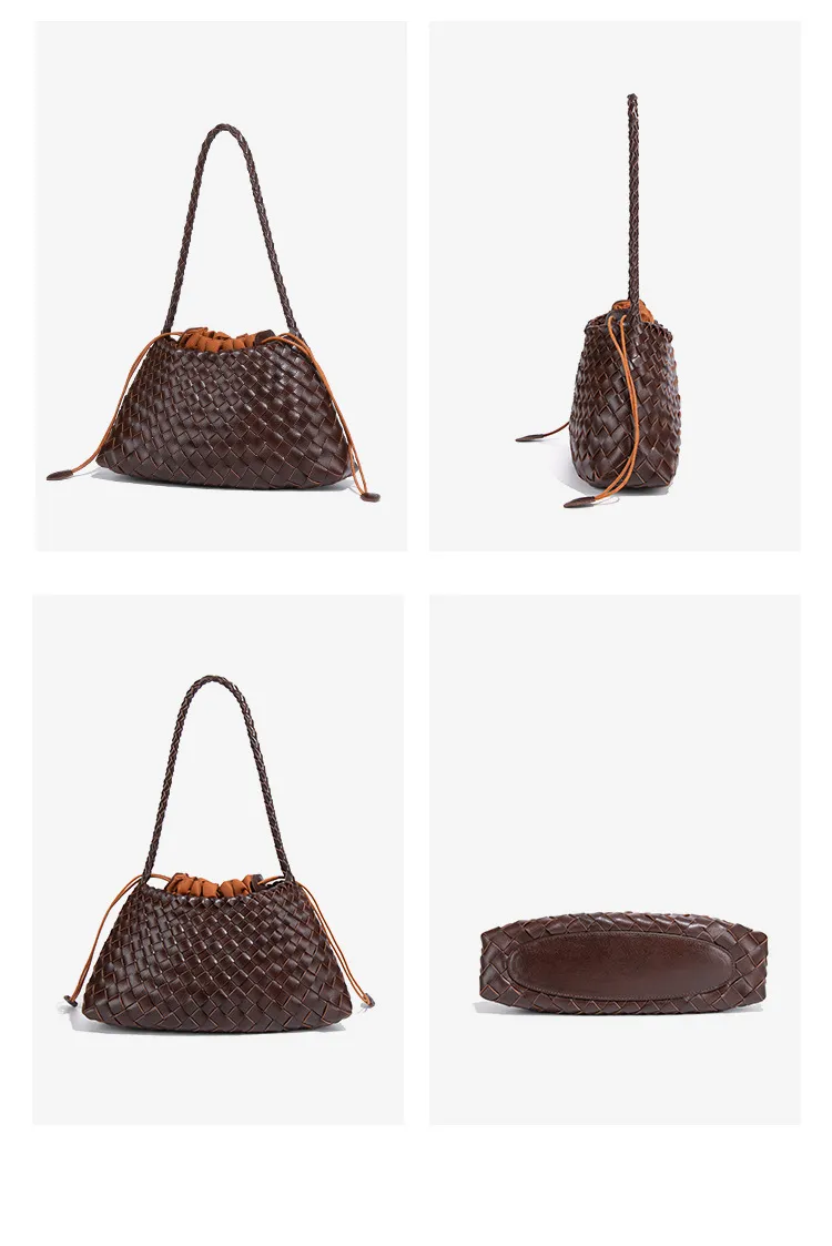 Trendy Chic Ladies Elegantdesigner Shoulder Vegan Leather Fashion Retro Casual High Quality Woven Handbag Braided Luxury Women Premium Bag