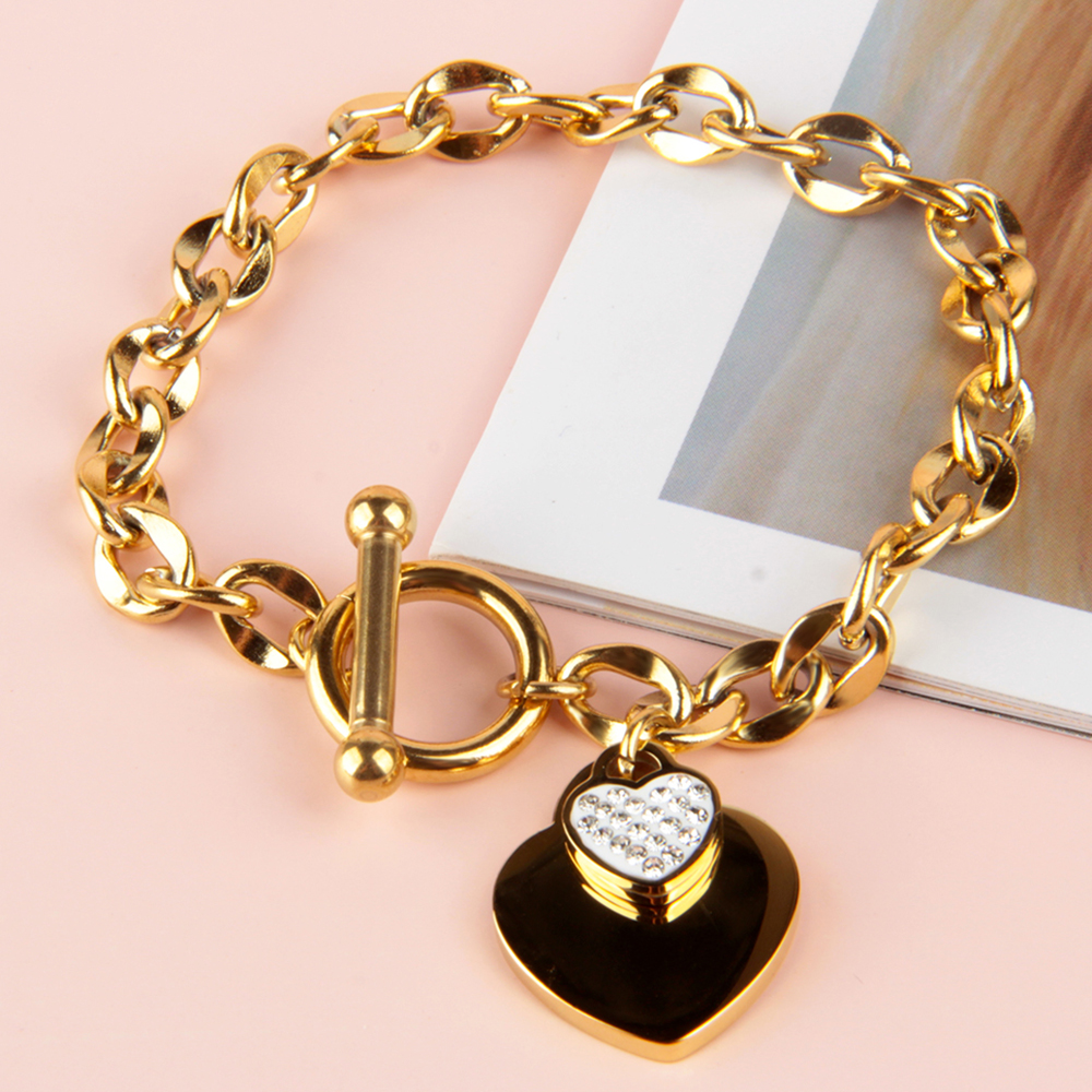 Jewelry Gift Accessories Wholesale Various Heart Shaped Creative Combination Gold Plated Stainless Steel Bracelets for Women