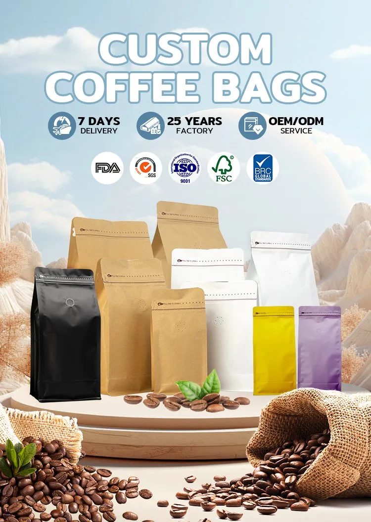 Eco-Friendly Flat Bottom Custom Coffee Bags - Coffee Pouch Solution