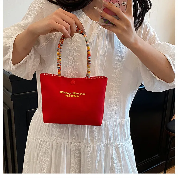Cute Solid Color Gift Bag Phone Bag Small Handheld Bag Portable Versatile Color Block Touch up Practical Outing Souvenir Bag