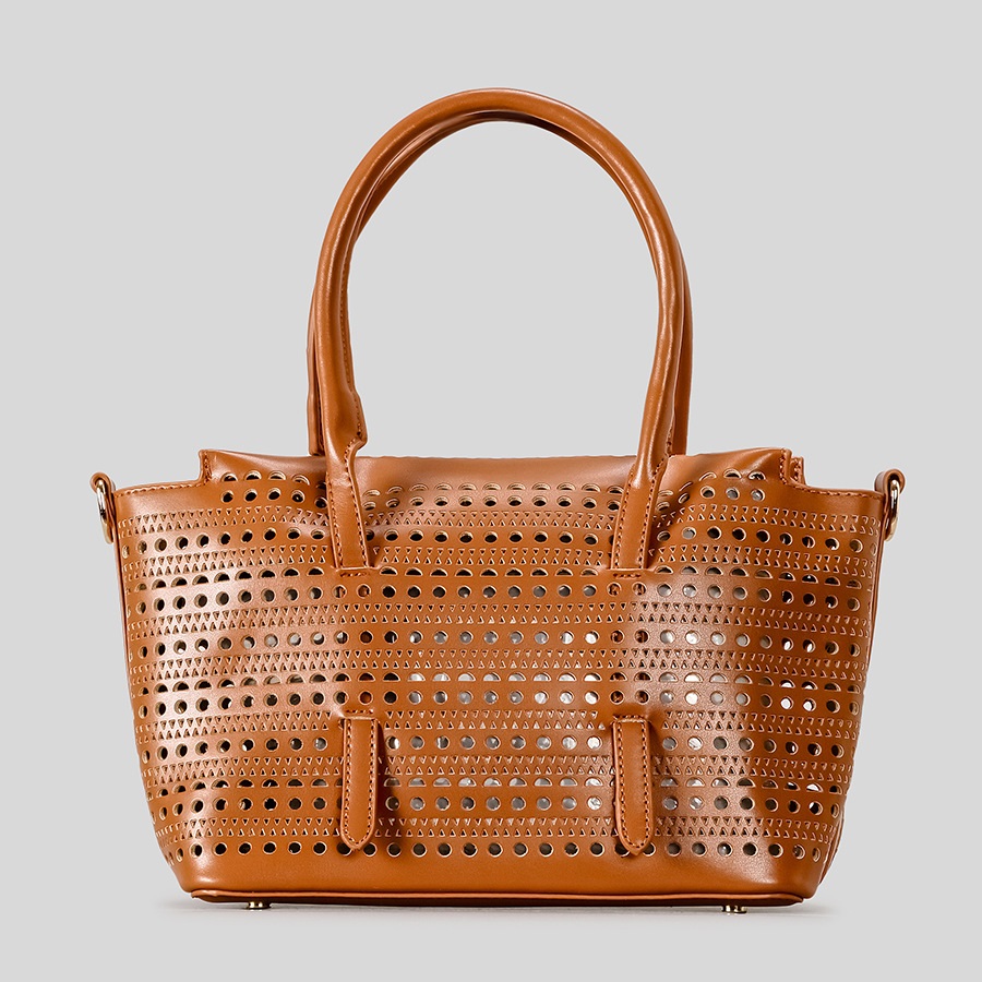 Large Capacity Fashion Women Soft PU Leather Tote Shoulder Bag Classic Ladies Daily Hollow PU Leather Handbag Travel Collection