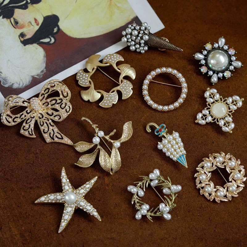 Retro Minimalist Brooch Baroque Brooch Accessories Retro Pearl Matte Brooch Women's Fashion Clothing Accessories