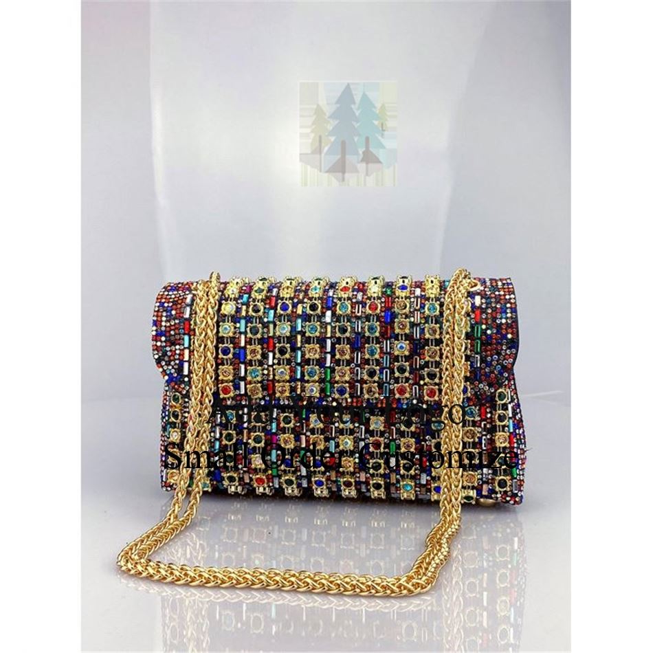 Handbag Manufacturer, OEM ODM Wholesale Bag Factories, Clutch Bag with Rhinestone Stud and Tassel Fringe Lady Handbag