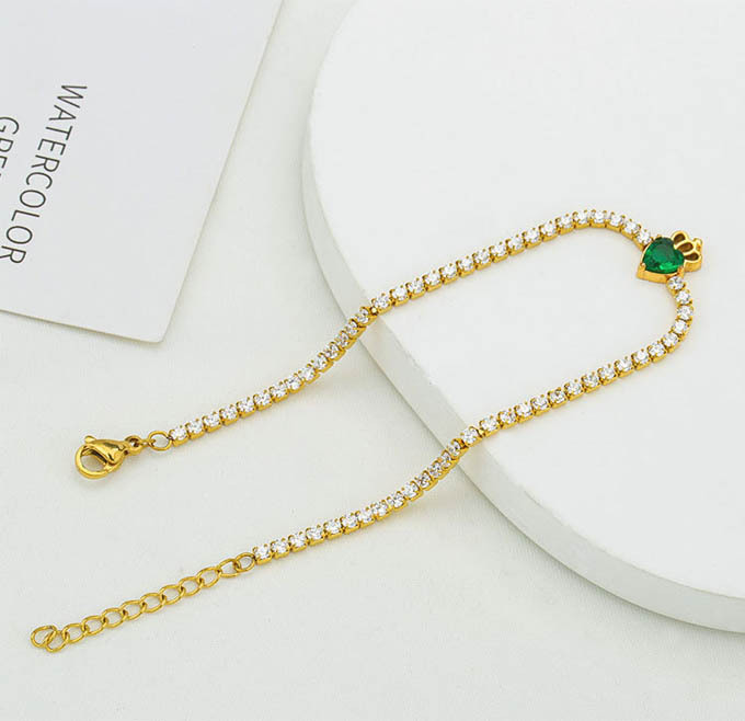 High Quality Adjustable Stainless Steel Women's Tennis Chain Bracelet Gold Plated Heart Claw Design ODM Supply Gift