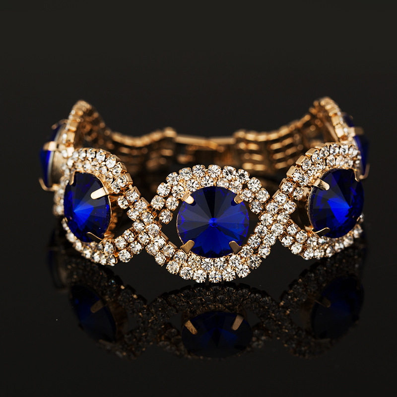 European American Trend Open Bangles Japanese Korean Zinc Alloy Inlaid Diamond Crystal Rhinestone Women's Jewelry Accessories