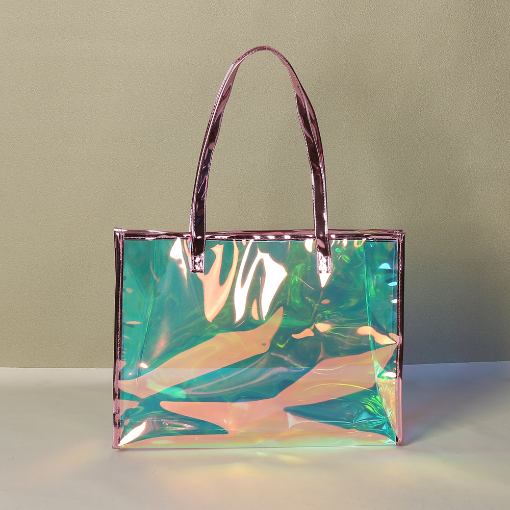 Custom logo High Quality Portable Transparent PVC Tote Bag Custom Printed Logo Handbag for Women for Promotions