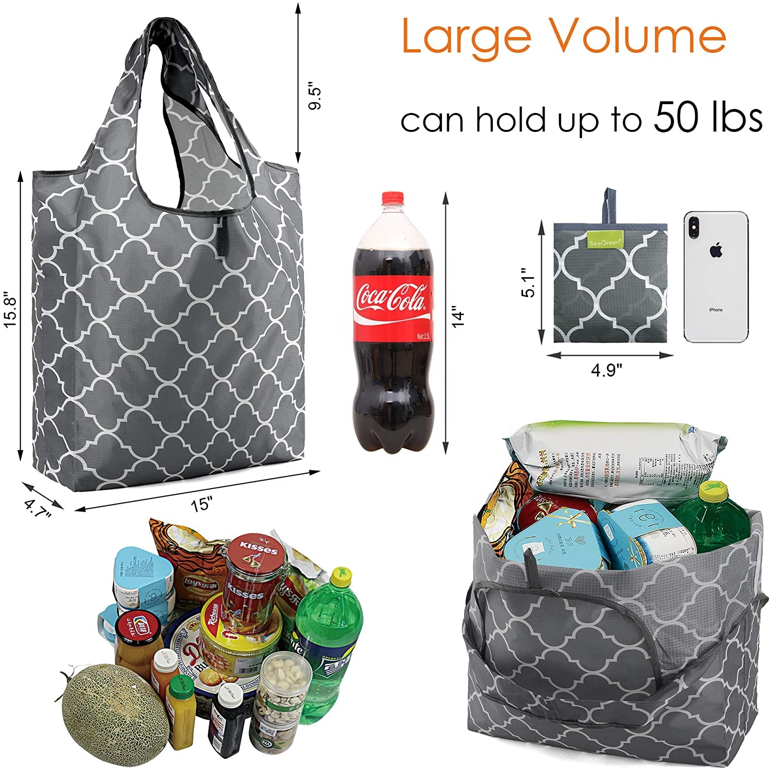 Accept OEM and ODM Factory 210D Oxford Fabric Foldable Shopping Bag with Pouch