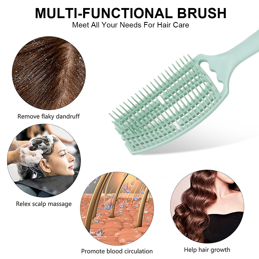 Personalize Large Curved Fluffy Rib Comb Curly Hair Styling Brush Wet Dry Salon Detangler Hairdressing Tools For Female Home Use