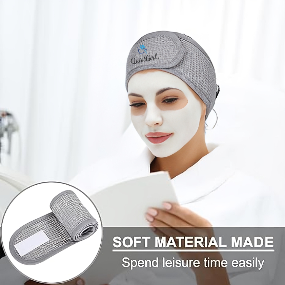 Manufacturer Custom Design 100% Cotton Waffle Custom Embroidery Logo Spa Makeup Hairband Pure Cotton Facial Washable Headband