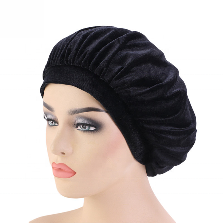 Low MOQ Wholesale Price Private Label Customized Velvet Hair Bonnets