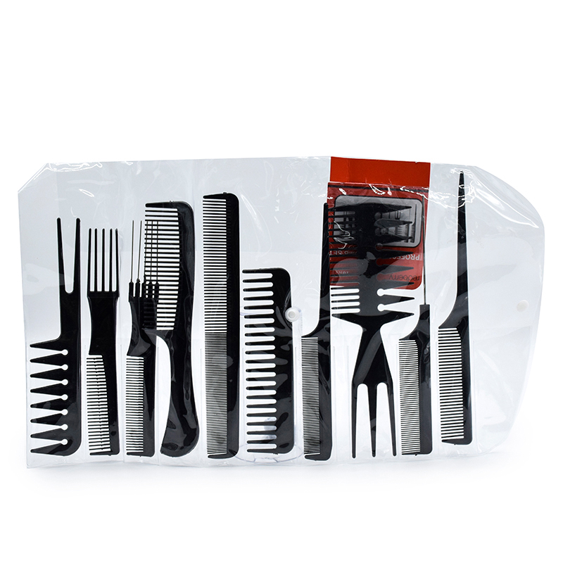 10pcs Set Plastic Hair Combs Salon Hairbrush Kit Anti-static Hair Comb Tool Set Custom LOGO OPP Bag Or OEM Plastic Comb In Kg