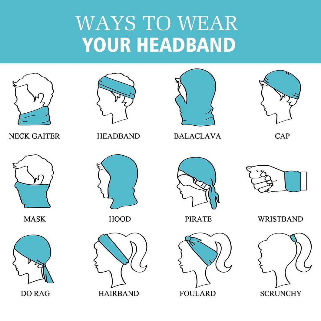 Wholesale Stretchable Adjustable Multifunctional Printed Seamless Tube Head Wear Bandana Dry Fit
