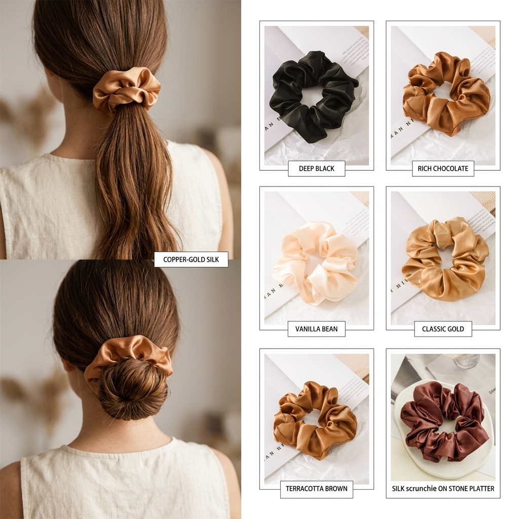 Luxury Satin Silk Scrunchies for Women - Soft Elastic Hair Ties No Damage - Wholesale Hair Accessories for Salon &amp; Boutique
