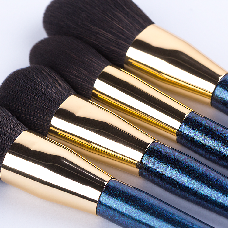 2025 Manufacture 12pcs High End Fashion Blue Handle Gold Tube Makeup Brush
