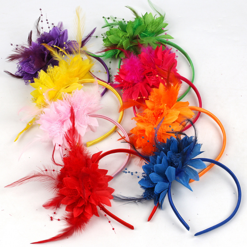 Bulk Wholesale Feather and Flower Fascinator Headband Women Hair Accessories Manufacturer Direct Supply