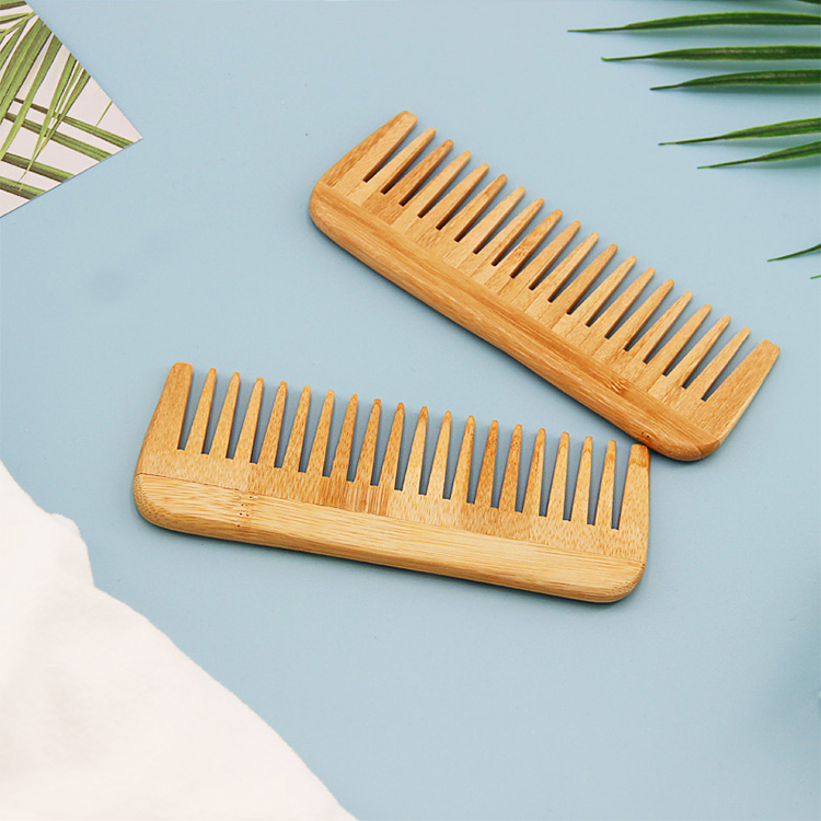 Custom Logo Natural Bamboo Anti Static Wide Tooth Hair Comb For Home Use Fashion Style Wholesale