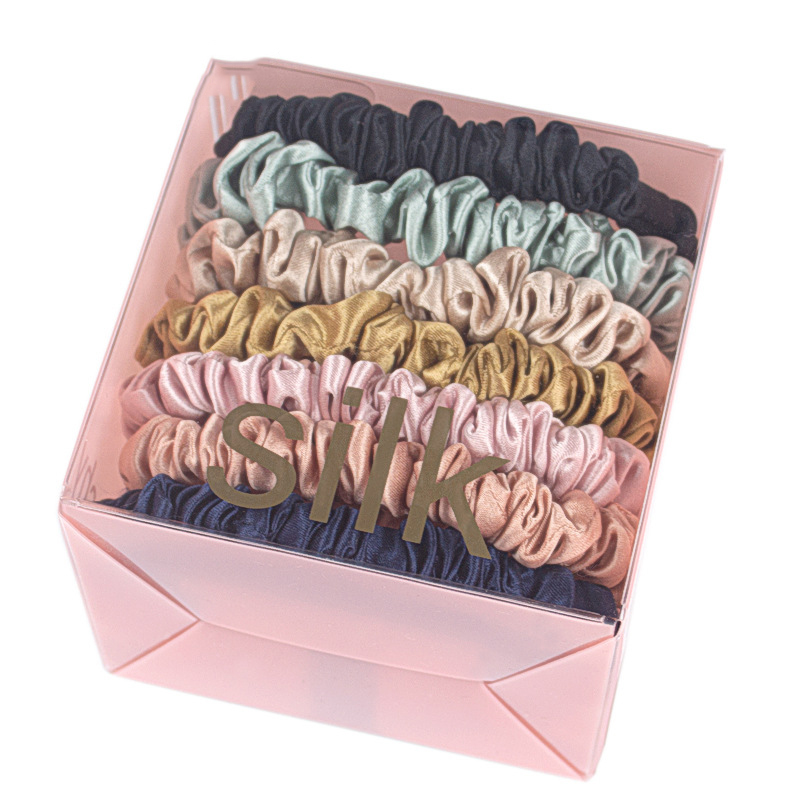 Fashion Custom Logo Design Women's Hair Ties Elastic Ponytail Holder Scrunchies 100% Pure Mulberry Silk Hairbands for Girls