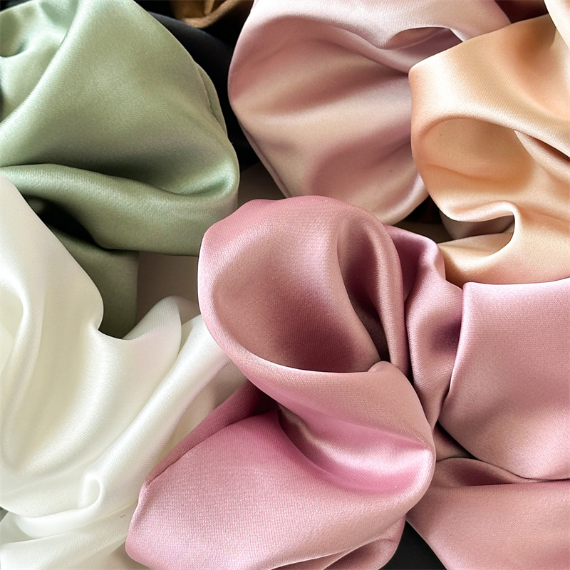 Factory Direct Handmade Silk Satin Scrunchies with Header Card Custom Logo Premium Hair Ties for Boutique Salon Gift