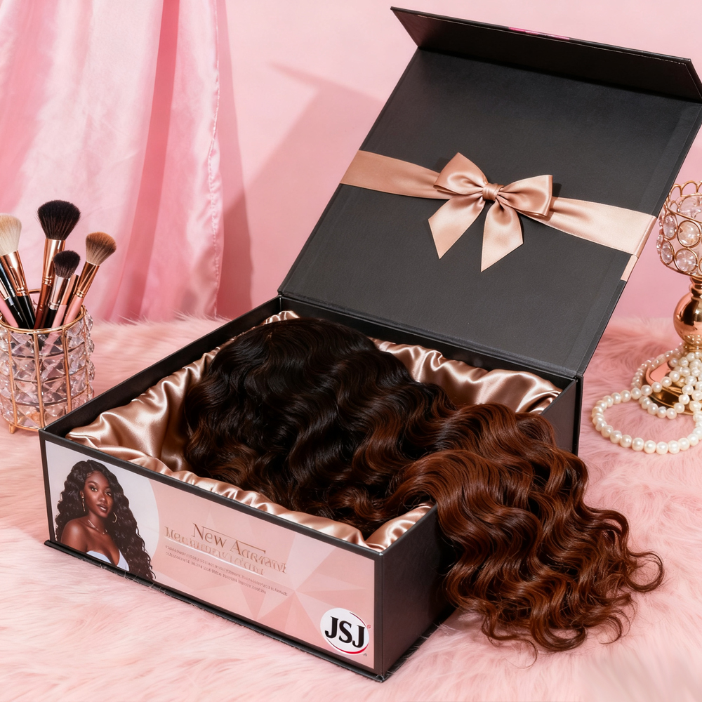 Factory Custom Printed Matt Laminated Color Wig Hair Extension Magnetic Cover Gift Box Portable Sponge Liner For Beautiful Women