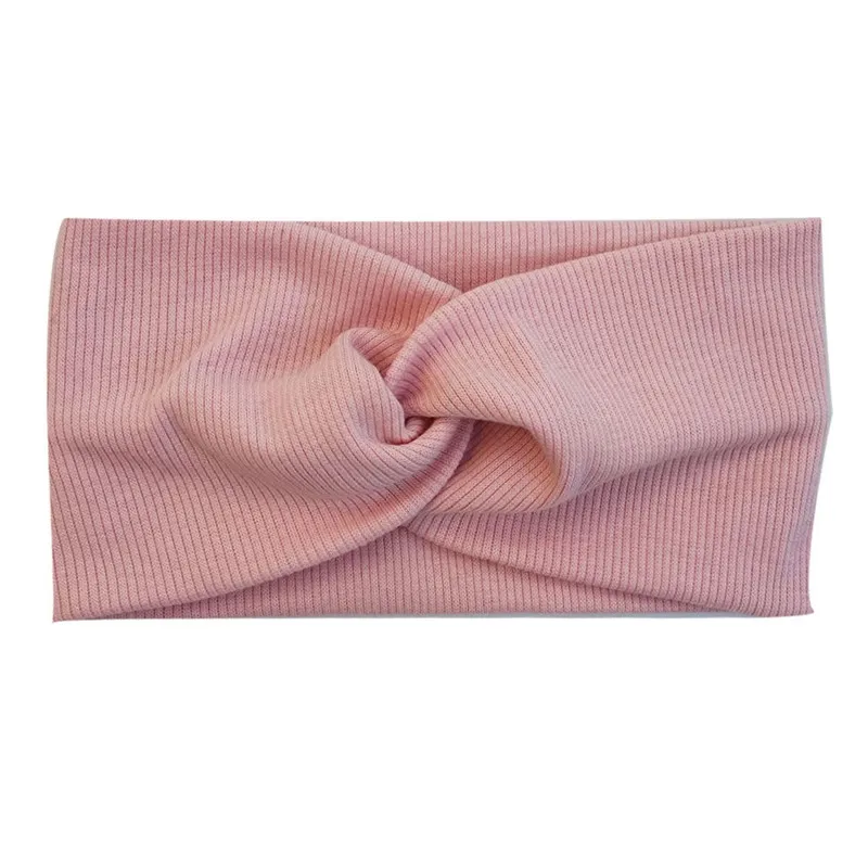 Western European Cotton Cross Turban Headwear Solid Color Yoga Sports Wide Twist Hair Band Accessories