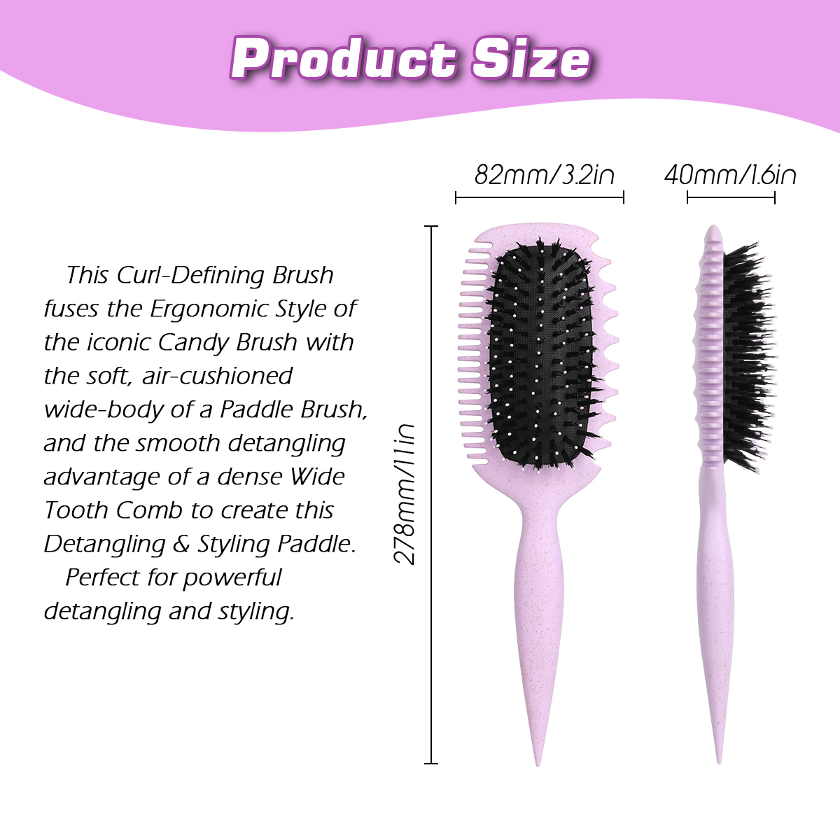 Custom Logo Private Label Wheat Straw Detangling Hair Combs Brush Eco Friendly Soft Nylon Hair Brush Curl Defining Brush