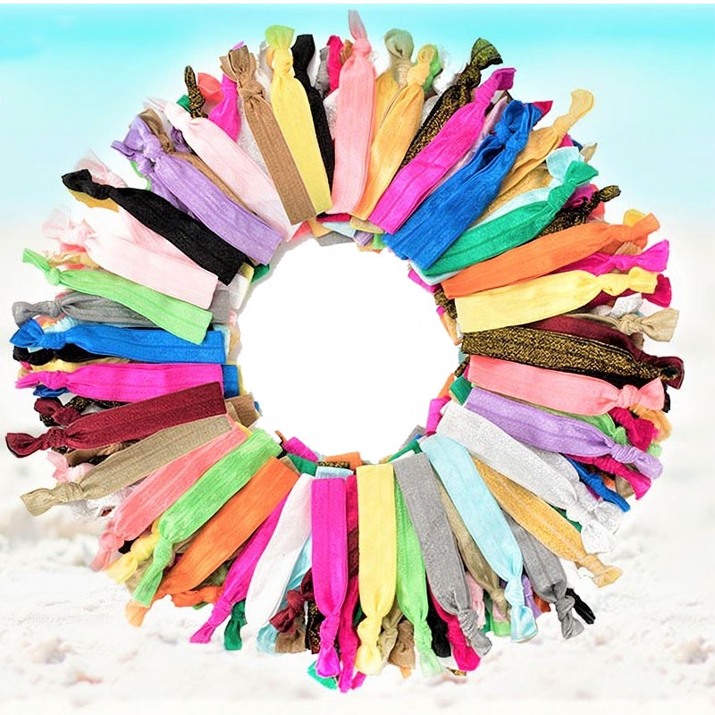 Custom Sublimation Print Bracelet No Crease Ponytail Holder Twist Hair Bands Hand Knotted Fold Over Ribbon Elastic Hair Ties