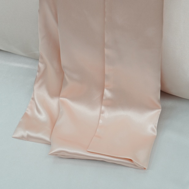 Custom Logo Pink Satin Imitated Silk Pillow Case Set Scrunchie Box Hair Tie Luxury Sleep Eye Mask Pillowcase
