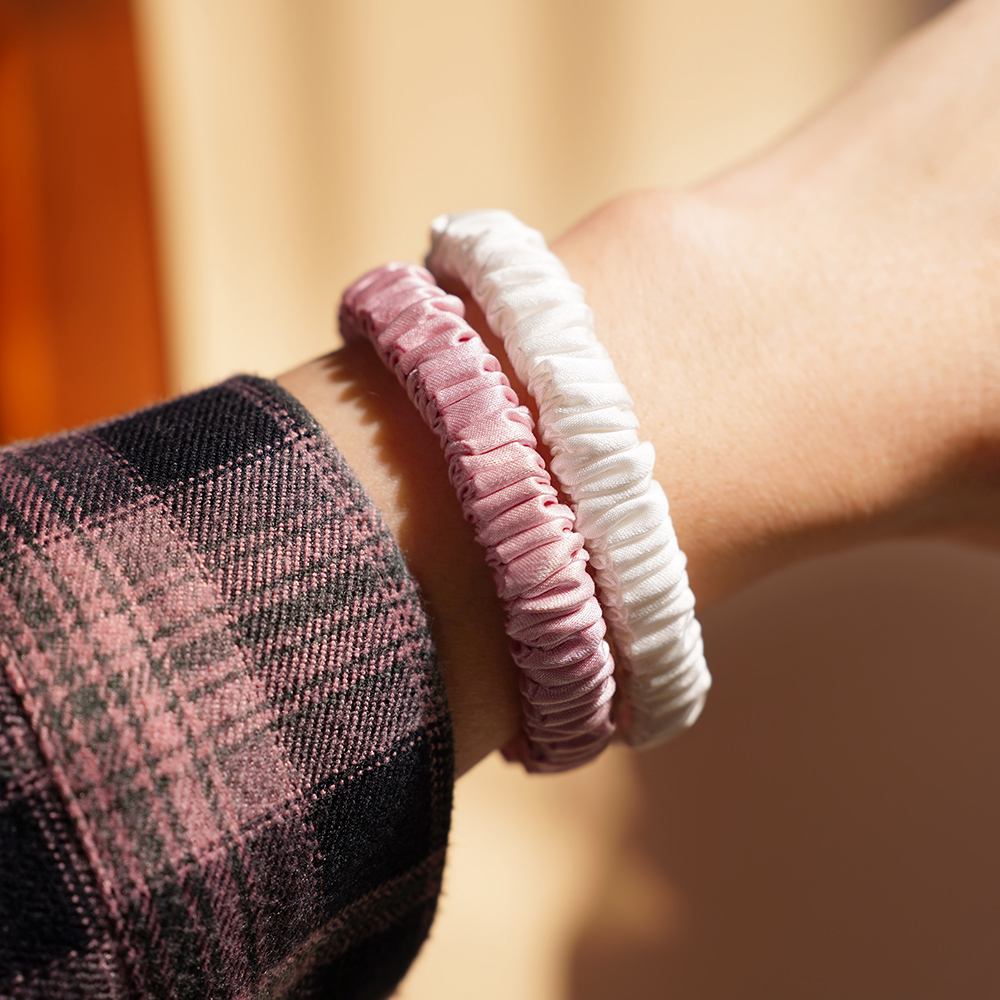 High Quality 1cm 19Momme 100% Silk Scrunchies Fashion Elegant Hair Accessories Rubber Band for Women